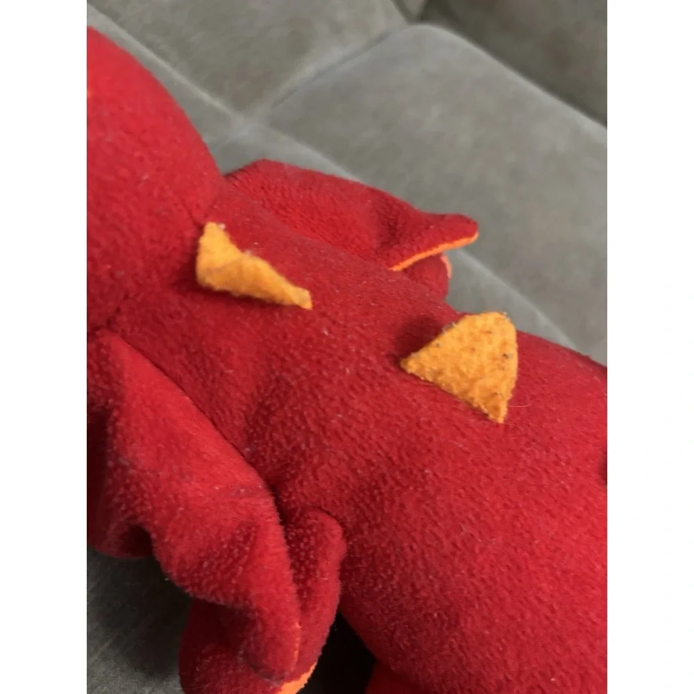 Red And Orange plush winged dragon Toy Factory details large green eyes